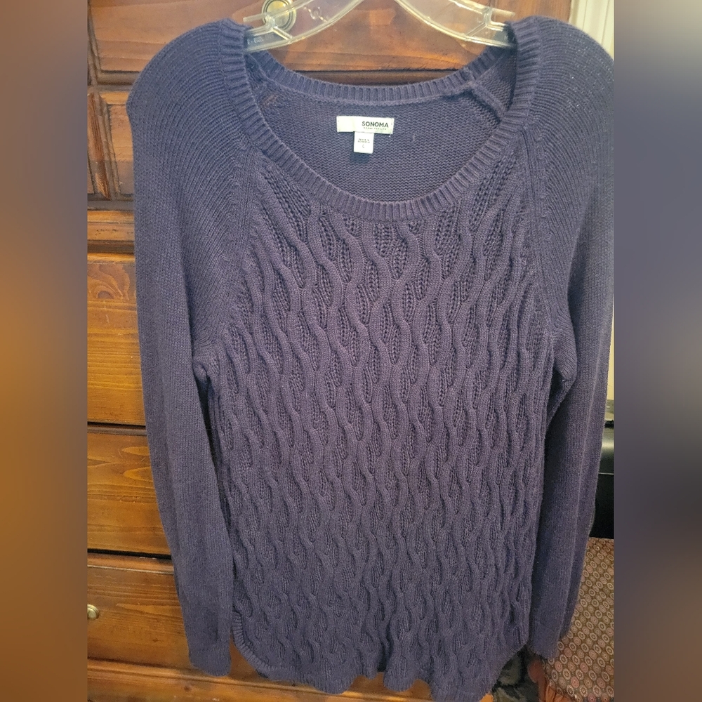 Sonoma Purple Crew Neck Sweater Textured Knit